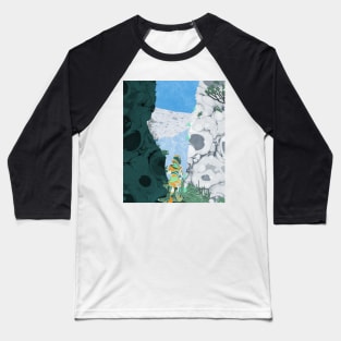 Mountain Pass Marbled Paper Collage Baseball T-Shirt